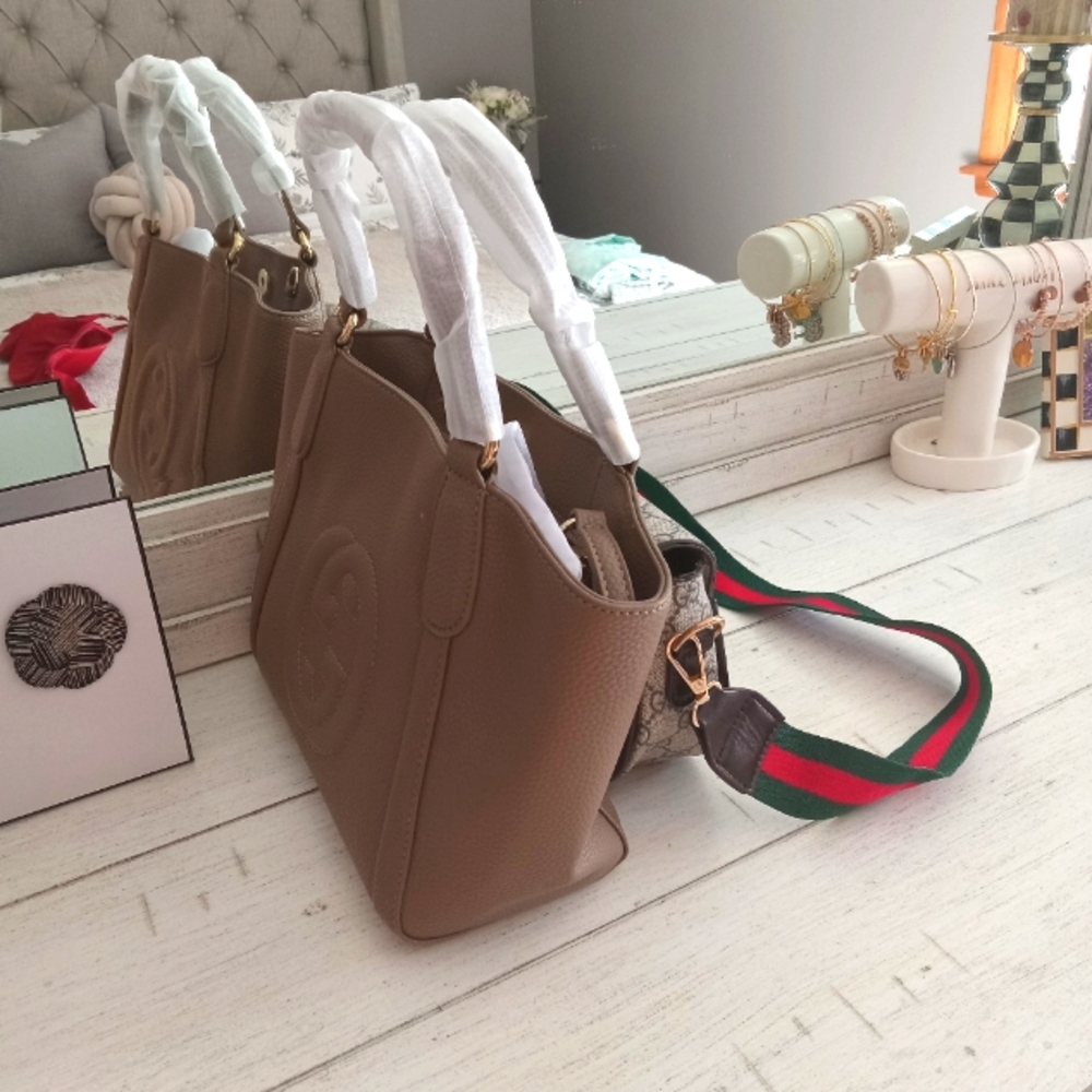 Taupe Leather Crossbody